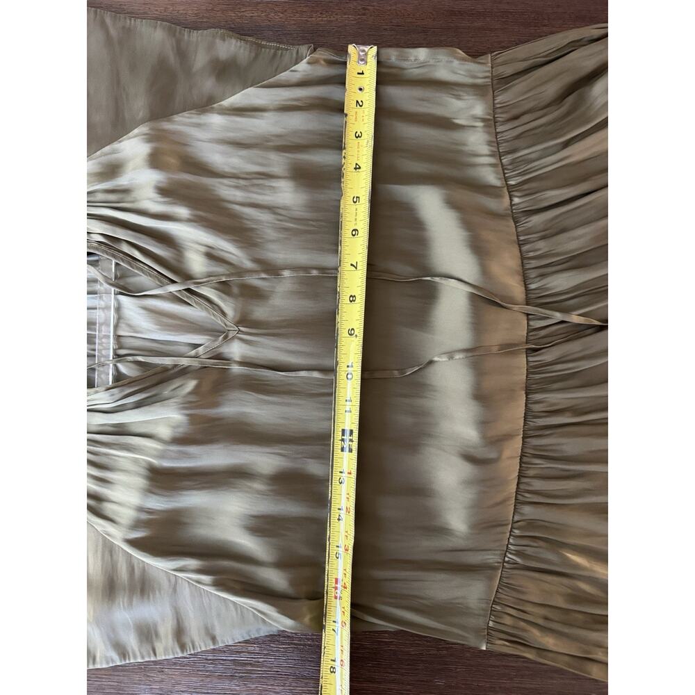 Zadig & Voltaire Olive Green Satin Dress Womens XS Flowy Tiered Mini $358 - Picture 11 of 13